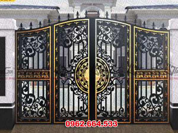 cửa cổng sắt nghệ thuật 4 cánh